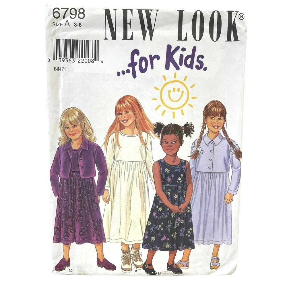 New Look Sewing Pattern 6798 Dress‎ Coat Jacket Girls Size 3-8